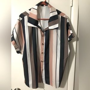 3x Striped Button Up Blouse